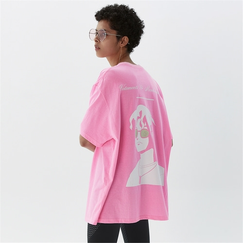[에이치블레이드] 피그먼트 라이언 애니메이션 티셔츠_핑크